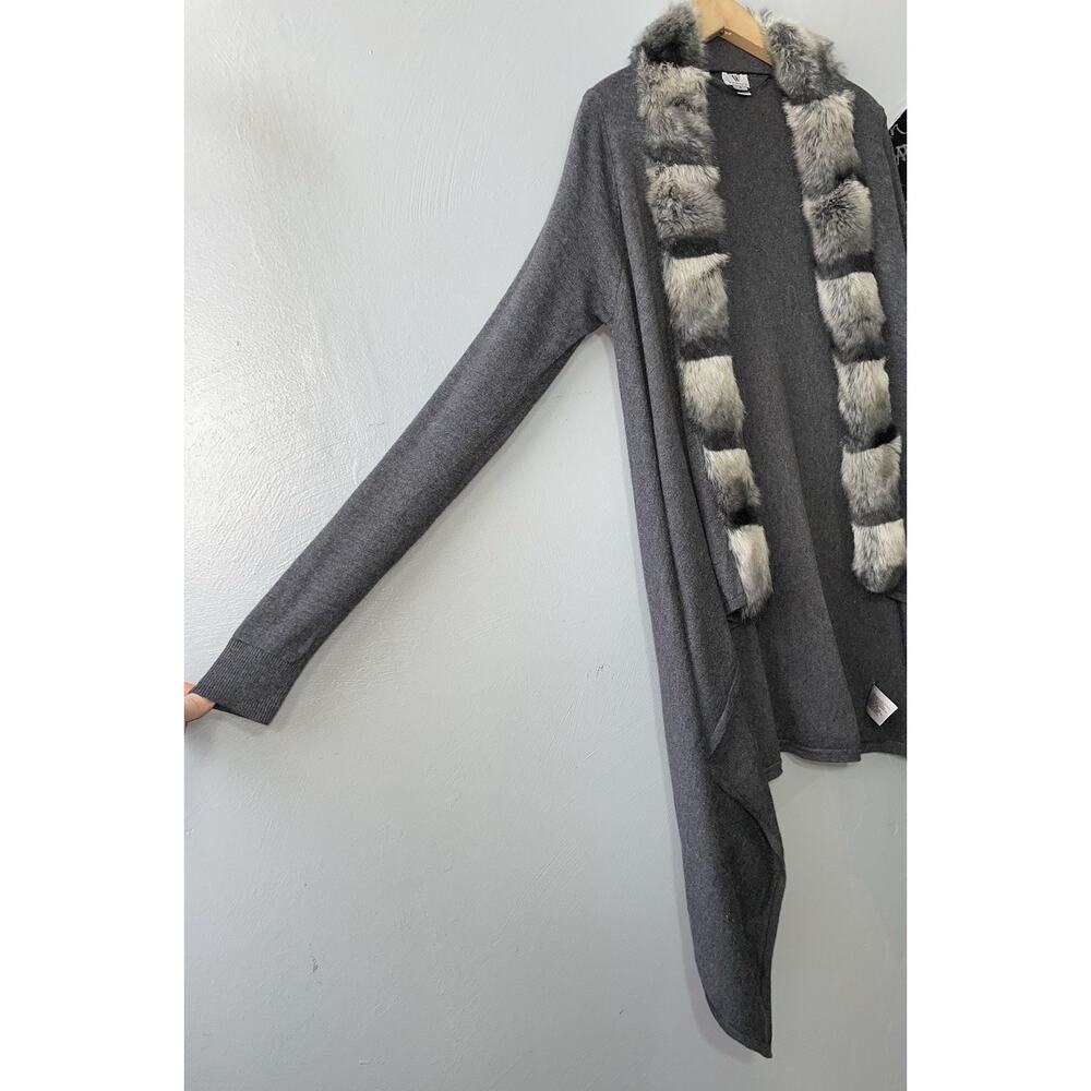 Faux Fur Trimmed Duster Size S Witchy Mobwife Fairy Grunge Cardigan Asymmetrical - Picture 3 of 8